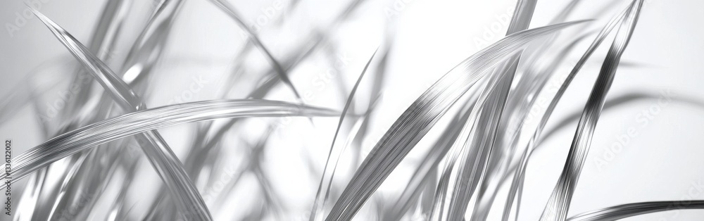 Poster Sleek metallic silver grass blades create a unique visual contrast in a minimalist setting
