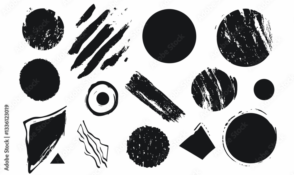 Poster abstract grunge scribble shapes vector for artistic graphic design projects