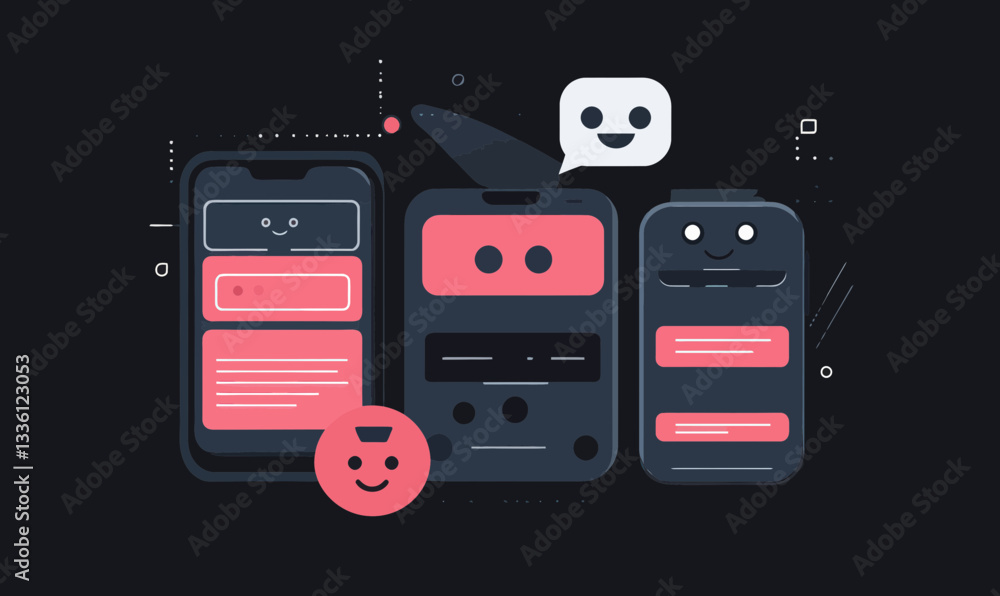 Poster interactive ai chatbot interface vector illustration for smart communication