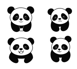 Fototapeta premium Adorable Kawaii Panda Baby in Minimalist Vector Style for Cute Animal Designs