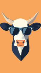 Trendy Cow with Sunglasses Minimalist SVG Art - Modern Farm Animal Vector Illustration