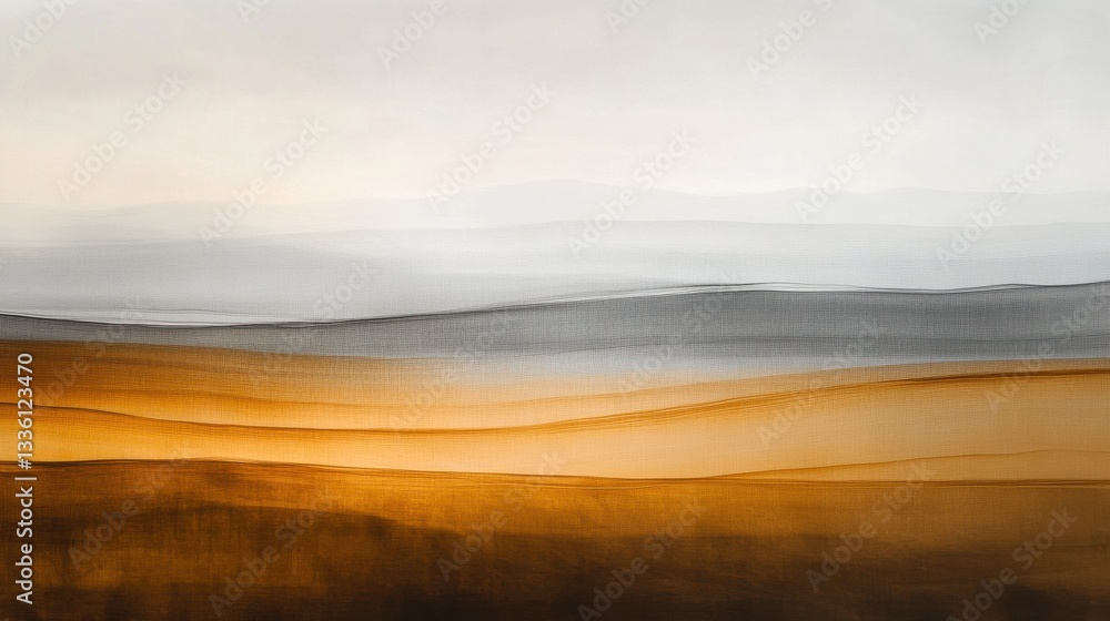 Aufkleber Minimalist bands of amber and gray create an abstract landscape with smooth transitions and soft hues