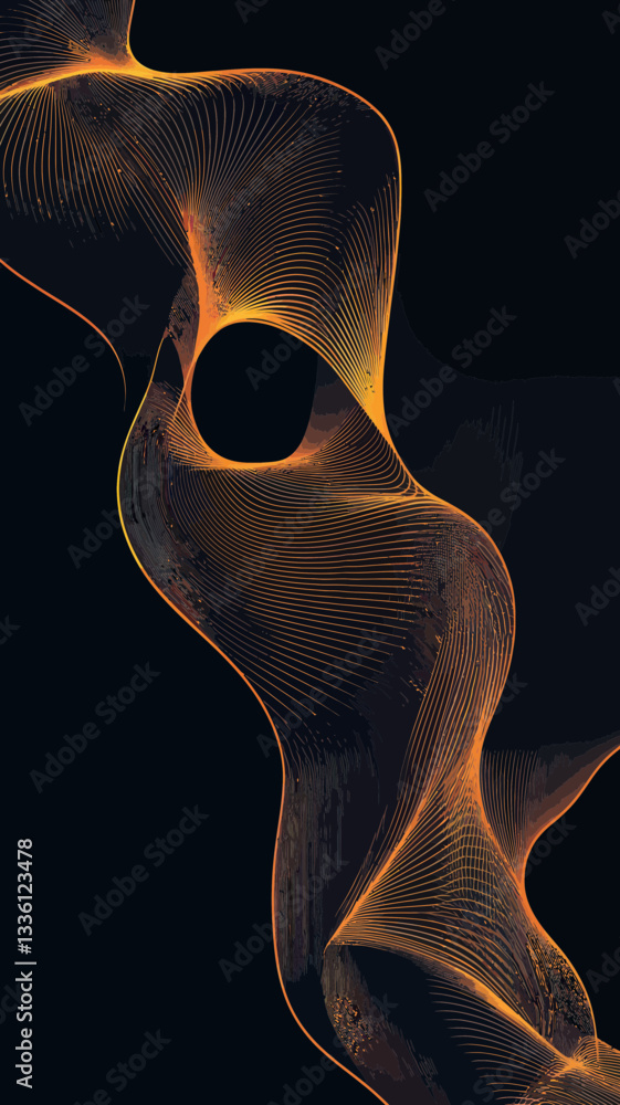 Poster dynamic abstract wave lines in minimalist geometric vector art background design