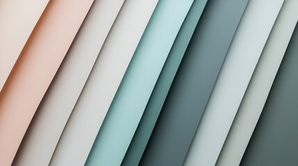 Gradient fill showcases a minimalist design in muted shades of teal, beige, and gray across layered papers in a soft, artistic arrangement