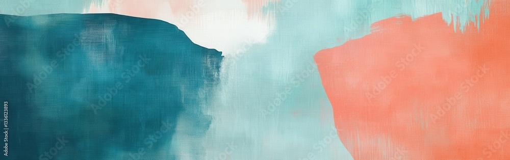 Aufkleber Large, softly blended color strokes create an abstract design with teal and coral hues conveying tranquility and artistic expression