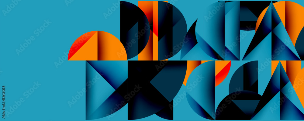 Aufkleber abstract geometric background with layered gradient shapes forming dynamic patterns. overlapping sem
