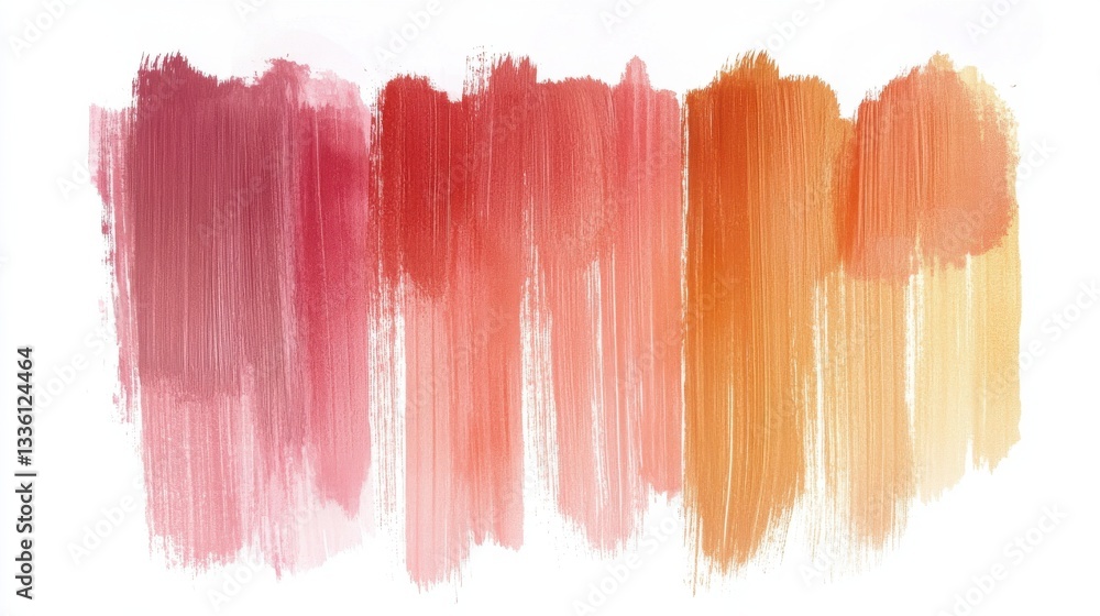 Poster elegant gradient of pencil strokes showcasing rich hues from pink to orange with smooth transitions 