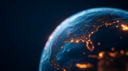 Illuminated Globe Representing a Sustainable, Tech-Infused Future for the Planet