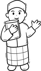 Cute Kid Character Muslim Hand Drawn