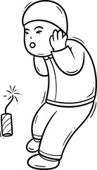 Cute Kid Character Muslim Hand Drawn