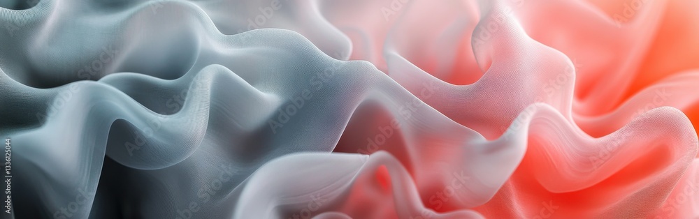 Poster blurred coral and gray shapes create a soothing abstract texture in delicate folds and waves