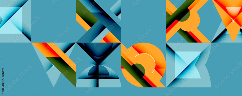 Poster circles squares lines abstract background
