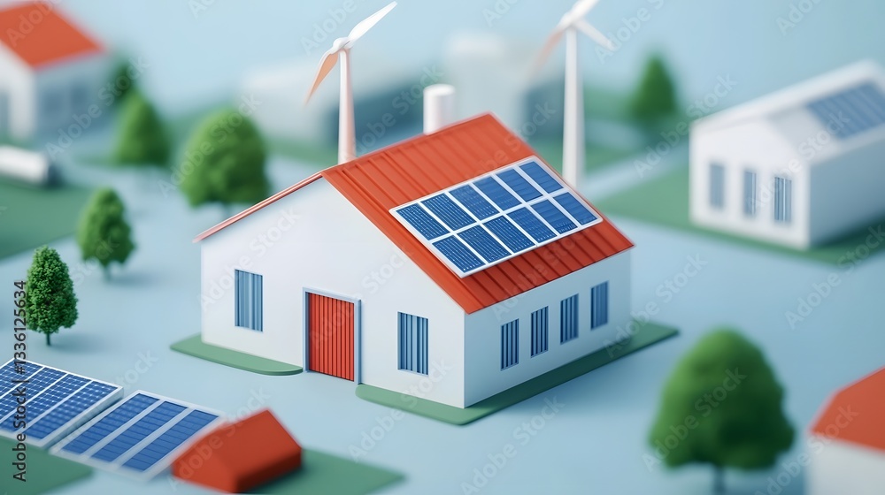 Poster smart grid system integrating renewable solar and wind power for efficient home energy