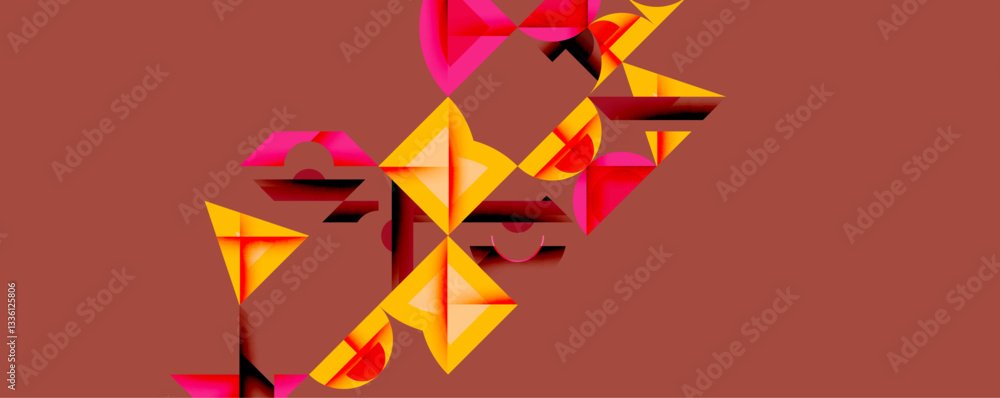 Poster minimal geometric abstract background. circle square and triangle design