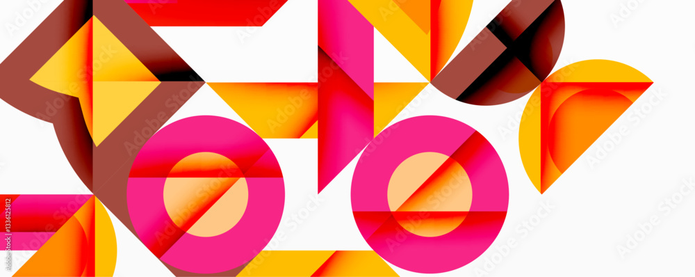 Poster minimal geometric abstract background. circle square and triangle design