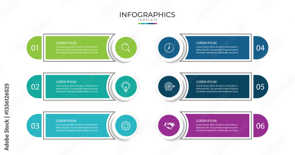 Wall mural timeline infographic design element and number options. business concept with 6 steps.