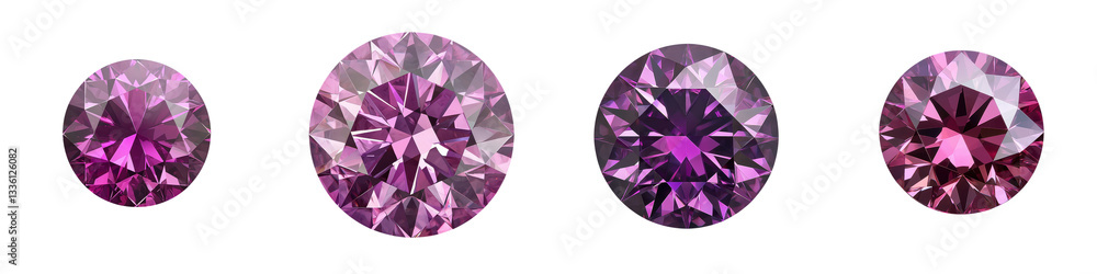 Poster a set of four round faceted lavender gemstones arranged in a dazzling display showcasing their excep