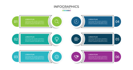 Timeline infographic design element and number options. Business concept with 6 steps.