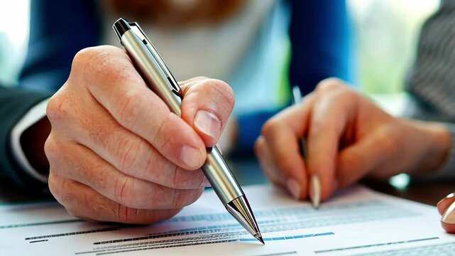 Business partners conclude agreement with handshake after signing contract in modern office setting, business partners shaking hands after signing a contract