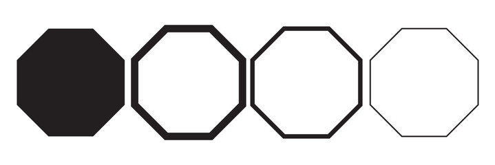 octagon shapes with outlines and fill colors, fields for logos or symbols, math teaching pictures. 