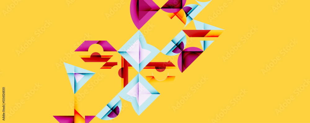 Poster Minimal geometric abstract background. Circle square and triangle design
