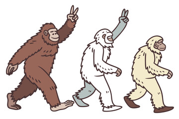 Fototapeta premium Bigfoot Silhouette Logos Bold and Strong Iconic Designs 