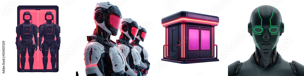 Poster a conceptual futuristic scene featuring advanced technological interfaces in a high tech cyberpunk i