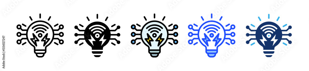 Poster smart energy icon set with multiple style collection