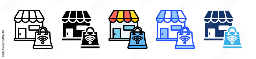 Poster retail icon set with multiple style collection