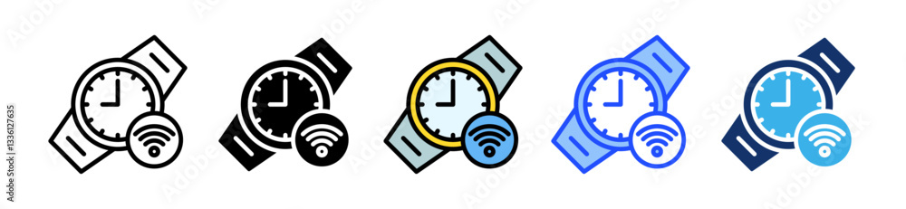 Poster smart watch icon set with multiple style collection