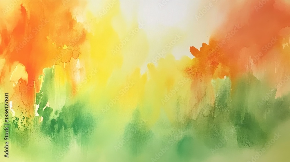 Aufkleber vibrant watercolor background with a warm color transition from yellow to green in an artistic style