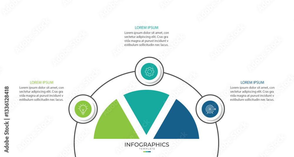 Poster 3 step process infographic template vector element