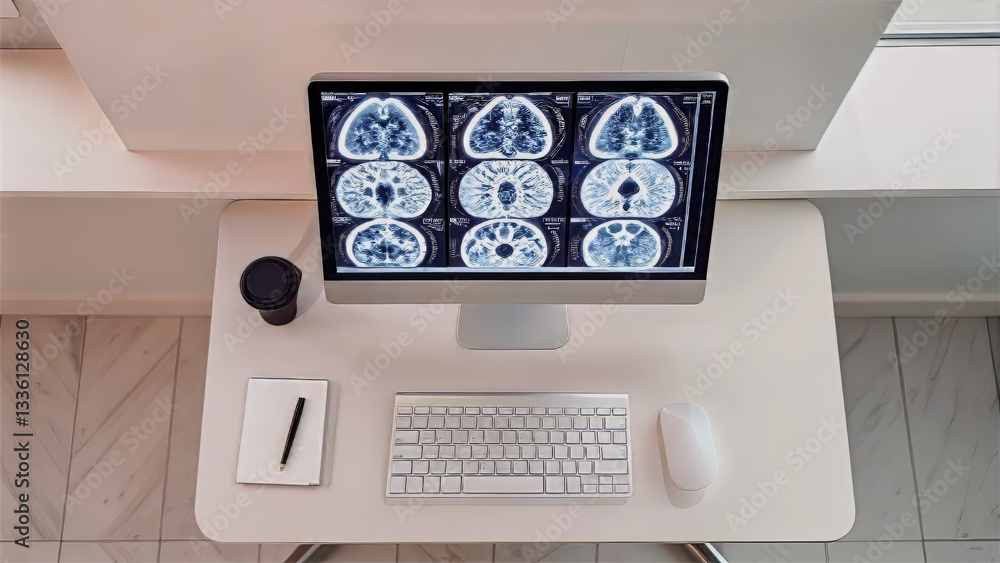 Aufkleber digital health care and telemedicine concept. medical imaging displayed on a computer screen in a mo