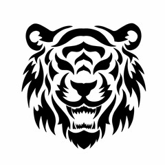 illustration design tribal art tiger head tattoo. suitable for design symbols logo elements