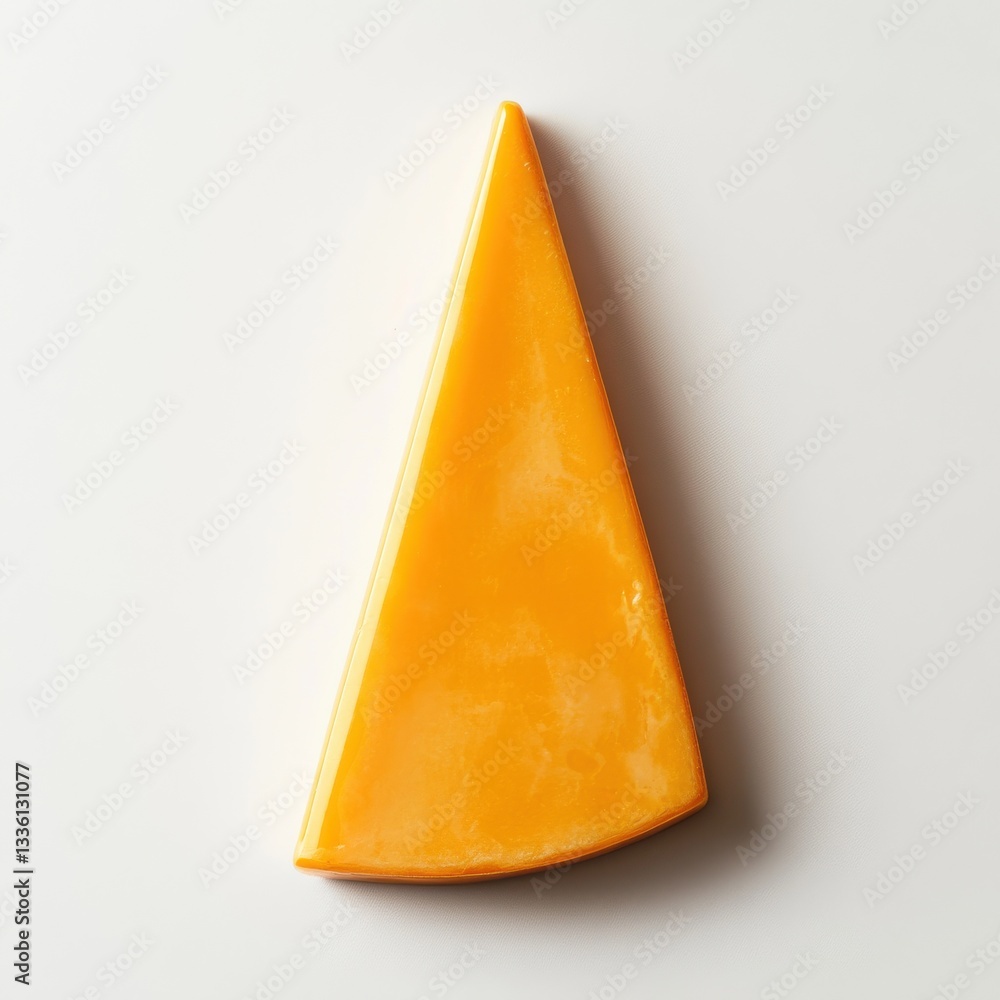 Poster Cheddar cheese slice with sharp flavor resting on a plain background for culinary exploration