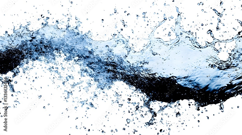 Aufkleber explosive mid-air water splash frozen in time displaying texture and dynamic motion
