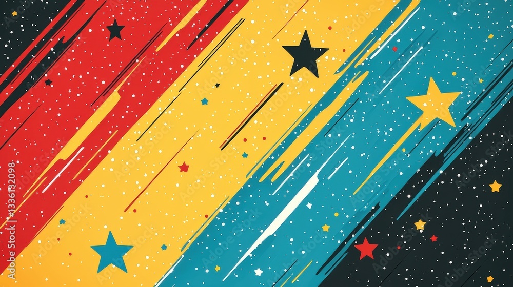Aufkleber colorful abstract background with dynamic lines and stars for creative design projects