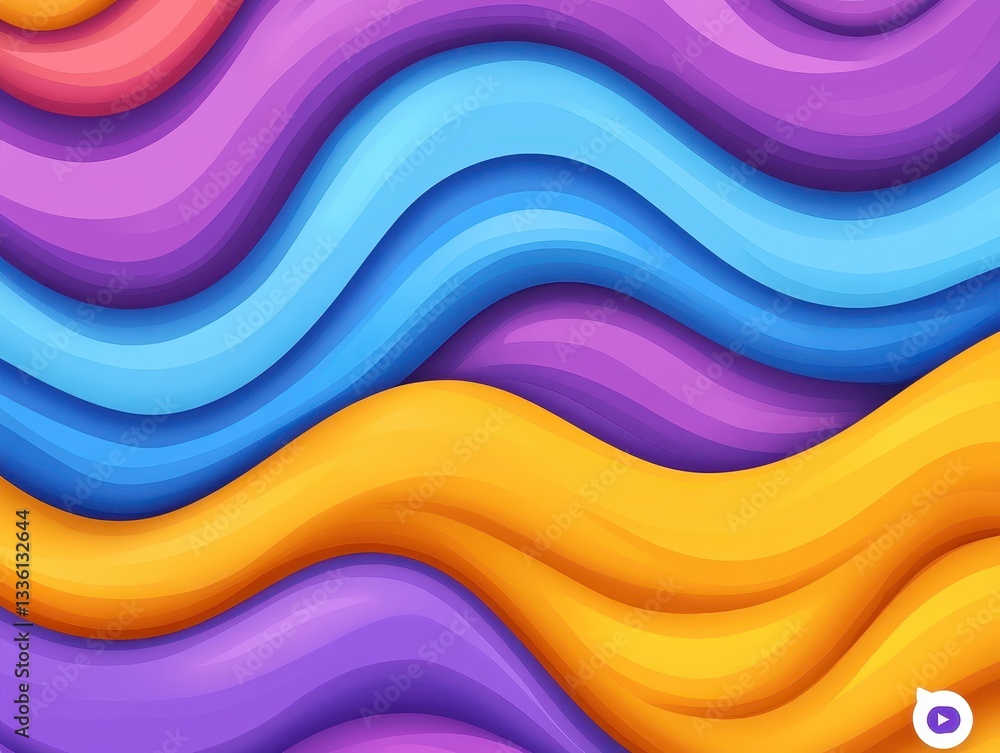 Poster colorful abstract waves in vibrant hues creating a dynamic background design