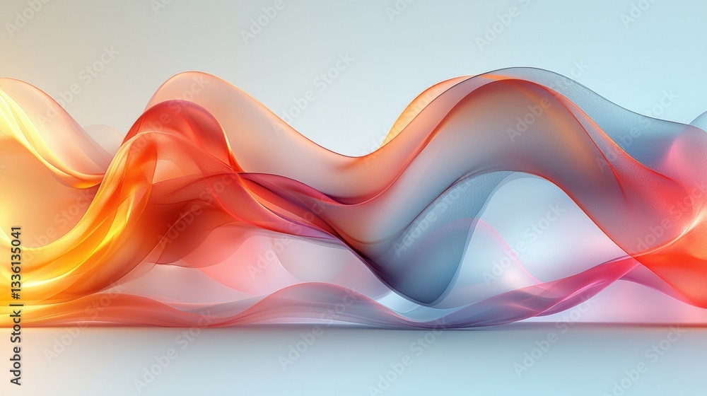 Aufkleber abstract colorful waves flowing lightly across a soft background in warm and cool tones