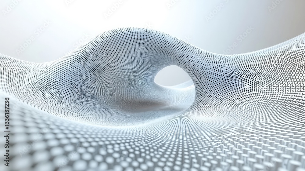 Aufkleber abstract white wavy surface with dots creating depth and texture in modern digital art
