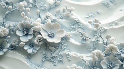 Delicate ink painting of porcelain flowers artistic studio fine art serene environment close-up intricate craftsmanship