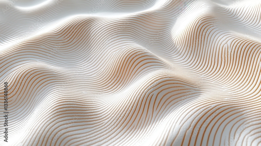 Poster abstract white surface with flowing curves and subtle orange lines, creating a wave effect