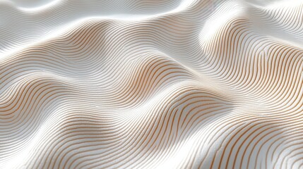 Fototapeta premium Abstract White Surface with Flowing Curves and Subtle Orange Lines, Creating a Wave Effect
