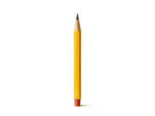 A sharpened yellow pencil standing upright on a white background, symbolizing education and creativity. Generative AI