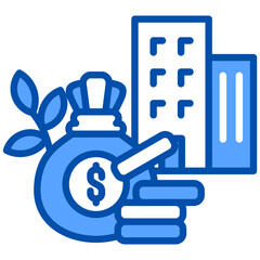 Investment icon in Blue Color Style. Simple Vector Design. Simple Vector Flat Icon