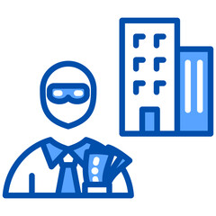 Embezzlement icon in Blue Color Style. Simple Vector Design. Simple Vector Flat Icon
