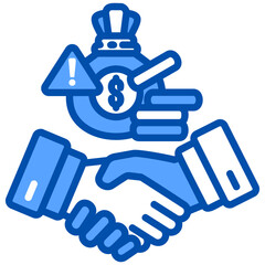 Bribery icon in Blue Color Style. Simple Vector Design. Simple Vector Flat Icon