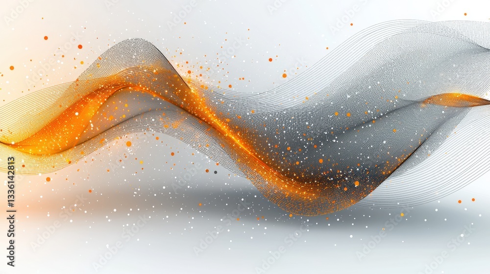 Aufkleber abstract wave design with flowing lines and vibrant orange dots for dynamic digital backgrounds