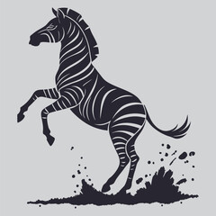 Fototapeta premium a zebra kicking up dust silhouette vector design art and illustration