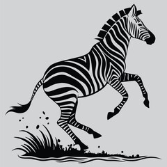 a zebra kicking up dust silhouette vector design art and illustration